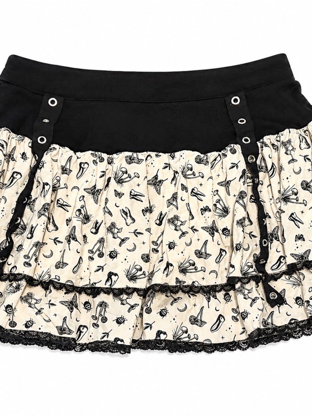 Thorn & Fable Mushroom Fairy Grunge Tiered Mini Skirt Size Medium